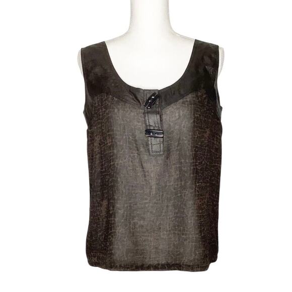 Vera Cristina Brown Printed Silk Shorts Tank Top Set Medium 10 - Picture 2 of 11